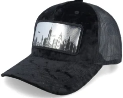 New York Silver Patch Velvet Black A-Frame Trucker - Calza Pennello