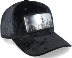 New York Silver Patch Velvet Black A-Frame Trucker - Calza Pennello