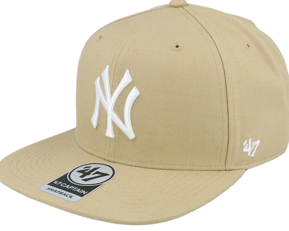 New York Yankees No Shot Captain Khaki/White Snapback - 47 Brand