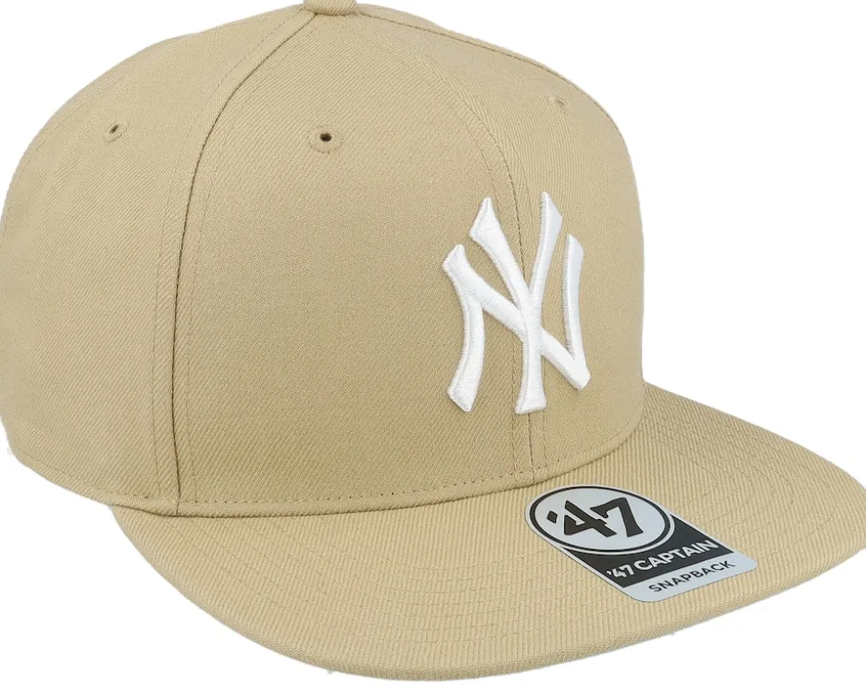 New York Yankees No Shot Captain Khaki/White Snapback - 47 Brand