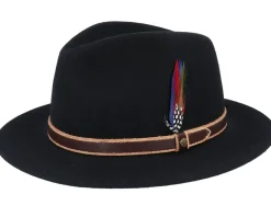 Newark Tiller Woolfelt Black Fedora - Stetson