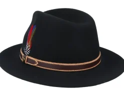 Newark Tiller Woolfelt Black Fedora - Stetson