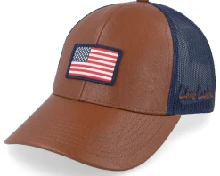 Noble Brown Leather W Navy Mesh W Usa Flag Patch - Black Clover