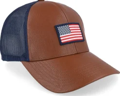 Noble Brown Leather W Navy Mesh W Usa Flag Patch - Black Clover