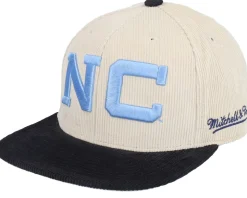 North Carolina Tar Heels Team Cord Off White/Black Fitted - Mitchell & Ness