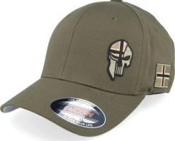 Norway Army Skull Olive Wooly Combed Flexfit - Army Head