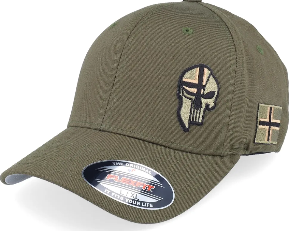 Norway Army Skull Olive Wooly Combed Flexfit - Army Head