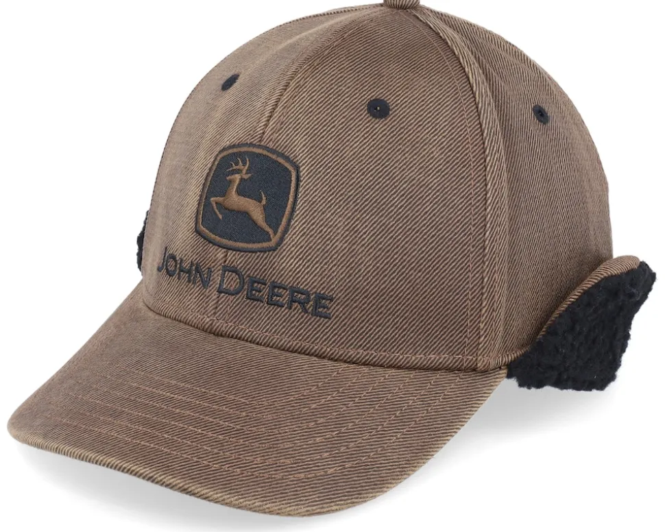 Oil Cotton Sherpa Lining Brown Earflap - John Deere