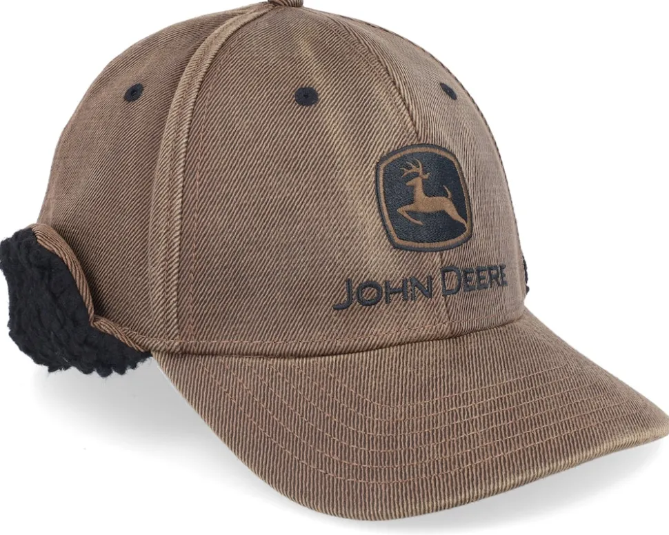 Oil Cotton Sherpa Lining Brown Earflap - John Deere