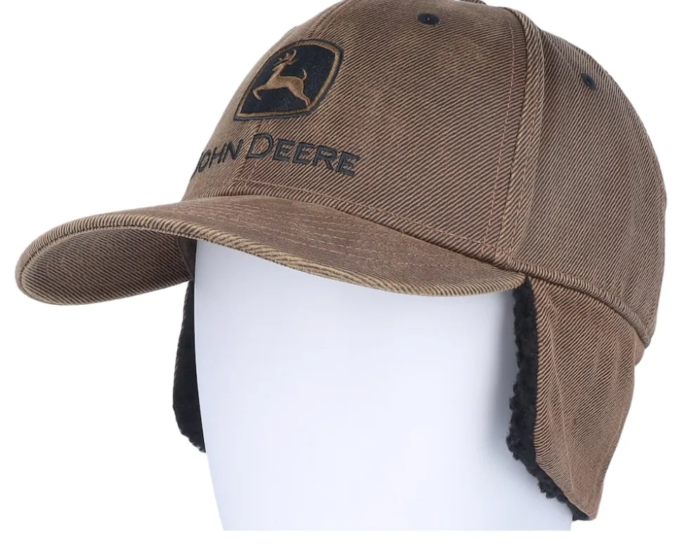 Oil Cotton Sherpa Lining Brown Earflap - John Deere