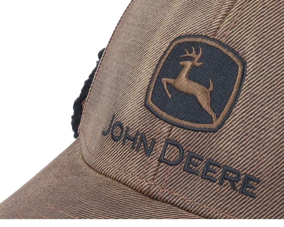 Oil Cotton Sherpa Lining Brown Earflap - John Deere