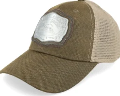 Oilskin Look Belt Buckle Brown/Khaki Trucker - John Deere