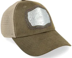 Oilskin Look Belt Buckle Brown/Khaki Trucker - John Deere