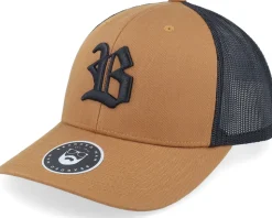 Old English B Retro 2 Tone Caramel/Black Trucker - Bearded Man