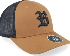 Old English B Retro 2 Tone Caramel/Black Trucker - Bearded Man