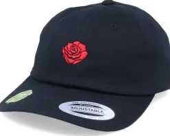 Organic Tiny Red Rose Petal Black Dad Cap - Iconic