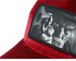 Outlaw With Revolver Velvet Red/Black A-Frame Trucker - Bearded Man