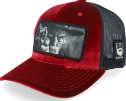 Outlaw With Revolver Velvet Black A-Frame Trucker - Bearded Man