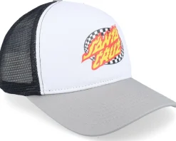 Oval Check Flame White/Stone Grey Trucker - Santa Cruz