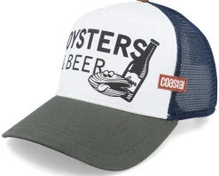 Oysters & Beer White/Olive/Navy Coastal Trucker - Coastal