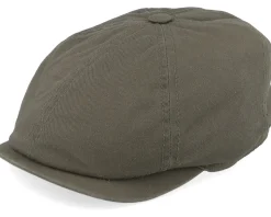 6-panel Cap Cotton Twill Military Olive Flat Cap - Stetson