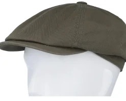 6-panel Cap Cotton Twill Military Olive Flat Cap - Stetson