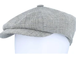 8-panel Cap Hopsack Grey/Blue Flat Cap - Lierys