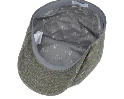 8-panel Cap Hopsack Olive/Brown Flat Cap - Lierys