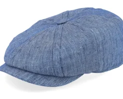 8-panel Cap Linen Blue Flat Cap - Lierys