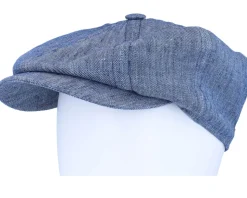 8-panel Cap Linen Blue Flat Cap - Lierys