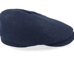 6-panel Linen Structure Blue Flat Cap - Stetson