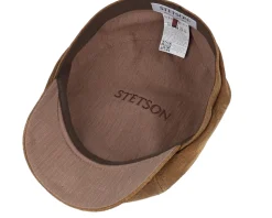 6-panel Pigskin Brown Flat Cap - Stetson
