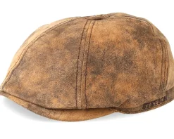 6-Panel Pigskin Brown Flat Cap - Stetson