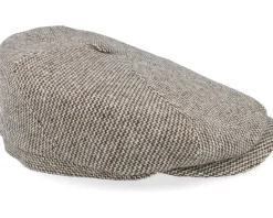 6-panel Undyed Virgin Wool Brown Wool/White Flat Cap - Stetson