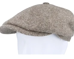 6-panel Undyed Virgin Wool Brown Wool/White Flat Cap - Stetson
