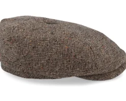 6-panel Virgin Wool Brown Flat Cap - Stetson