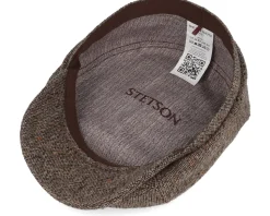 6-panel Virgin Wool Brown Flat Cap - Stetson