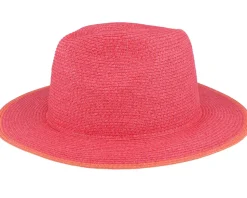 Paper Braid Fuchsia/Terracotta Straw Fedora - Seeberger