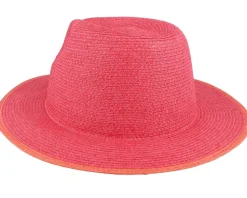 Paper Braid Fuchsia/Terracotta Straw Fedora - Seeberger