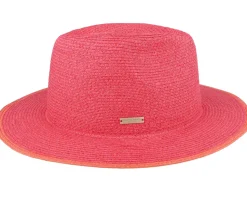 Paper Braid Fuchsia/Terracotta Straw Fedora - Seeberger