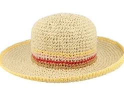 Paper Crochet Cloche Linen/Lemon Straw Hat - Seeberger