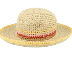 Paper Crochet Cloche Linen/Lemon Straw Hat - Seeberger