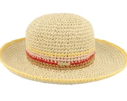 Paper Crochet Cloche Linen/Lemon Straw Hat - Seeberger
