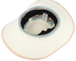 Paper Crochet Floppy Flower White/Light Blue Sun Hat - Seeberger