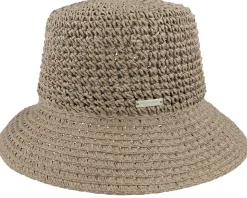 Paper Straw Bell Whith Ribbon Brown Straw Hat - Seeberger