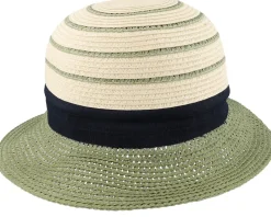 Paperbraid Mix Cloche Linen/Grass Green Straw Hat - Seeberger