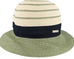 Paperbraid Mix Cloche Linen/Grass Green Straw Hat - Seeberger