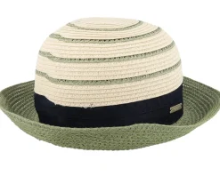 Paperbraid Mix Cloche Linen/Grass Green Straw Hat - Seeberger