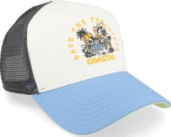 Paradises White/Charcoal/Blue Trucker - Coastal