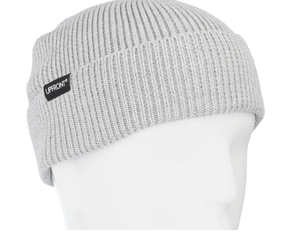Patch Rib Beanie Color Light Grey Melange Cuff - Upfront
